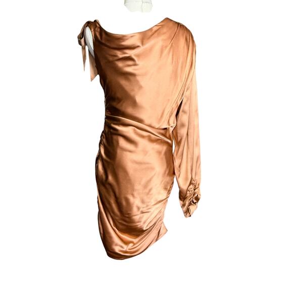 Cinq A Sept Thea Silk Cocktail Mini Dress 6 One Shoulder Neckline Puff Sleeve - Picture 6 of 13